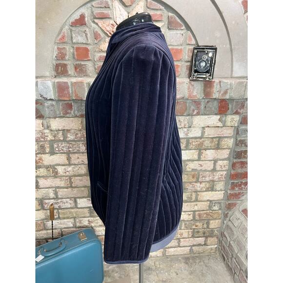 blazer Quilted velour elegant navy blue - Picture 4 of 13